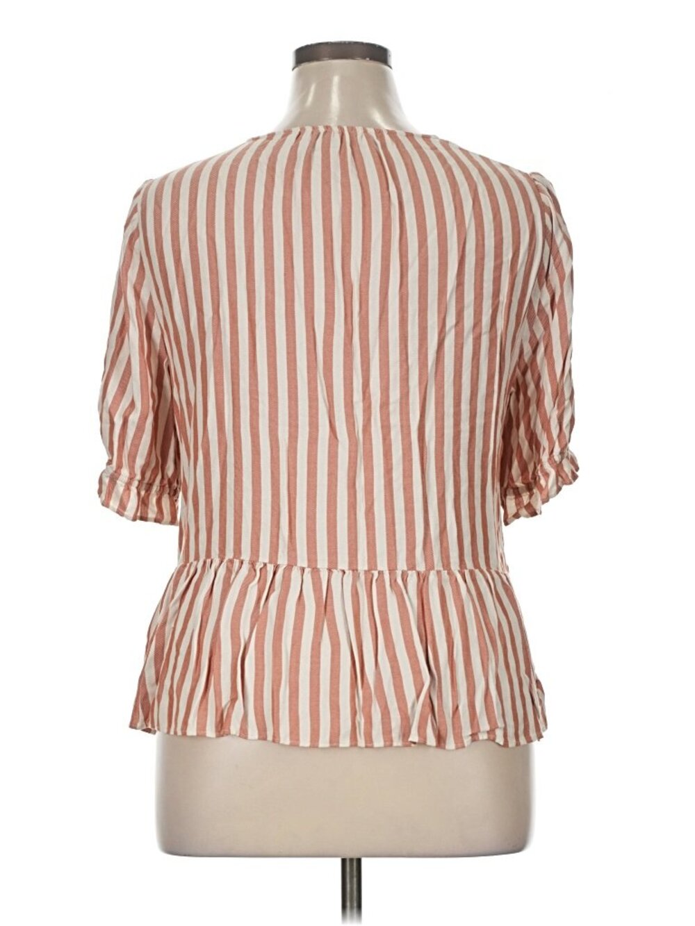 Madewell Peplum Blouse; Short Ruffle Sleeves; Red & White Stripes; EUC; XL - Picture 2 of 4